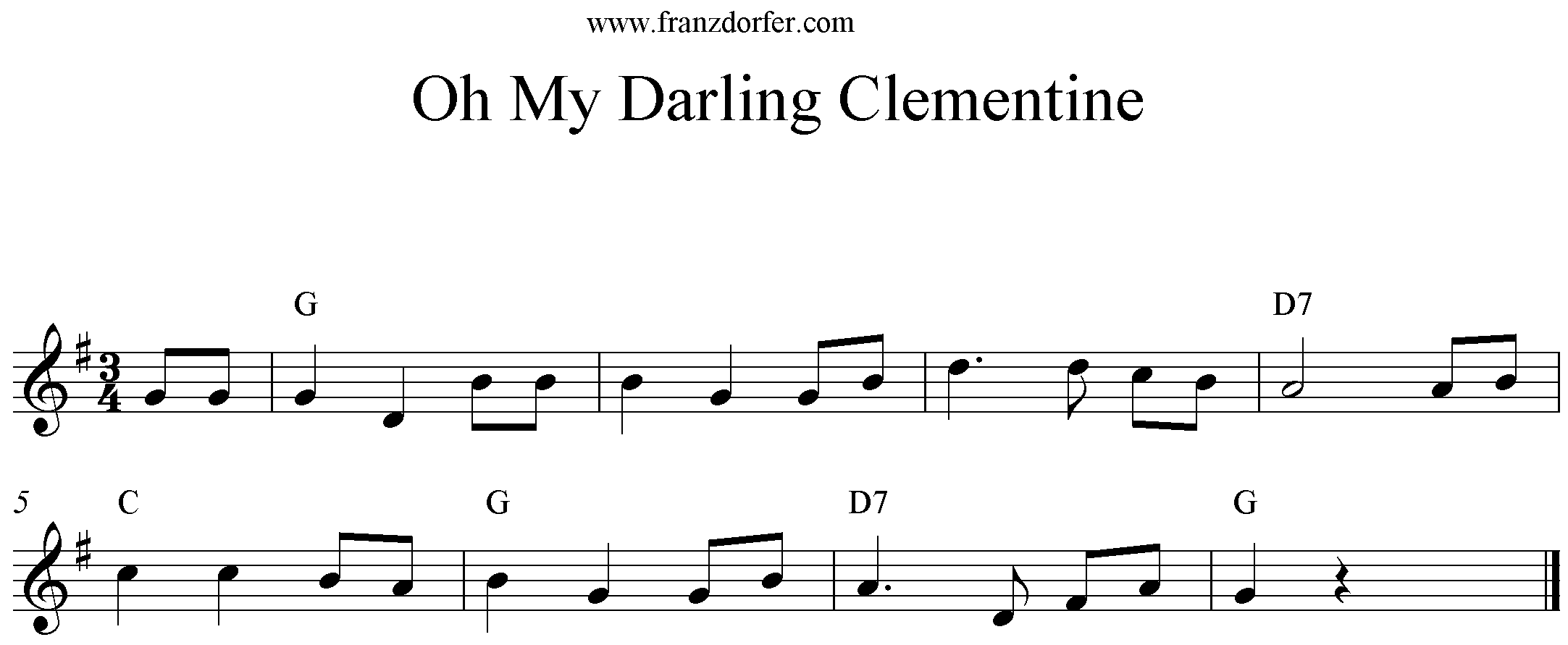 sheet Oh my Darling clementine